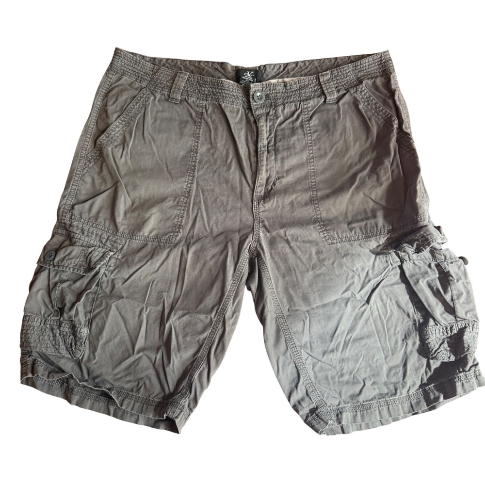 Calvin Klein Cargo Shorts Mens 38 Grey Cotton Relaxed Utility Pockets Hiking